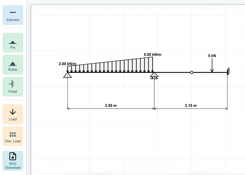 Statics Sketcher App for drawing statics diagrams